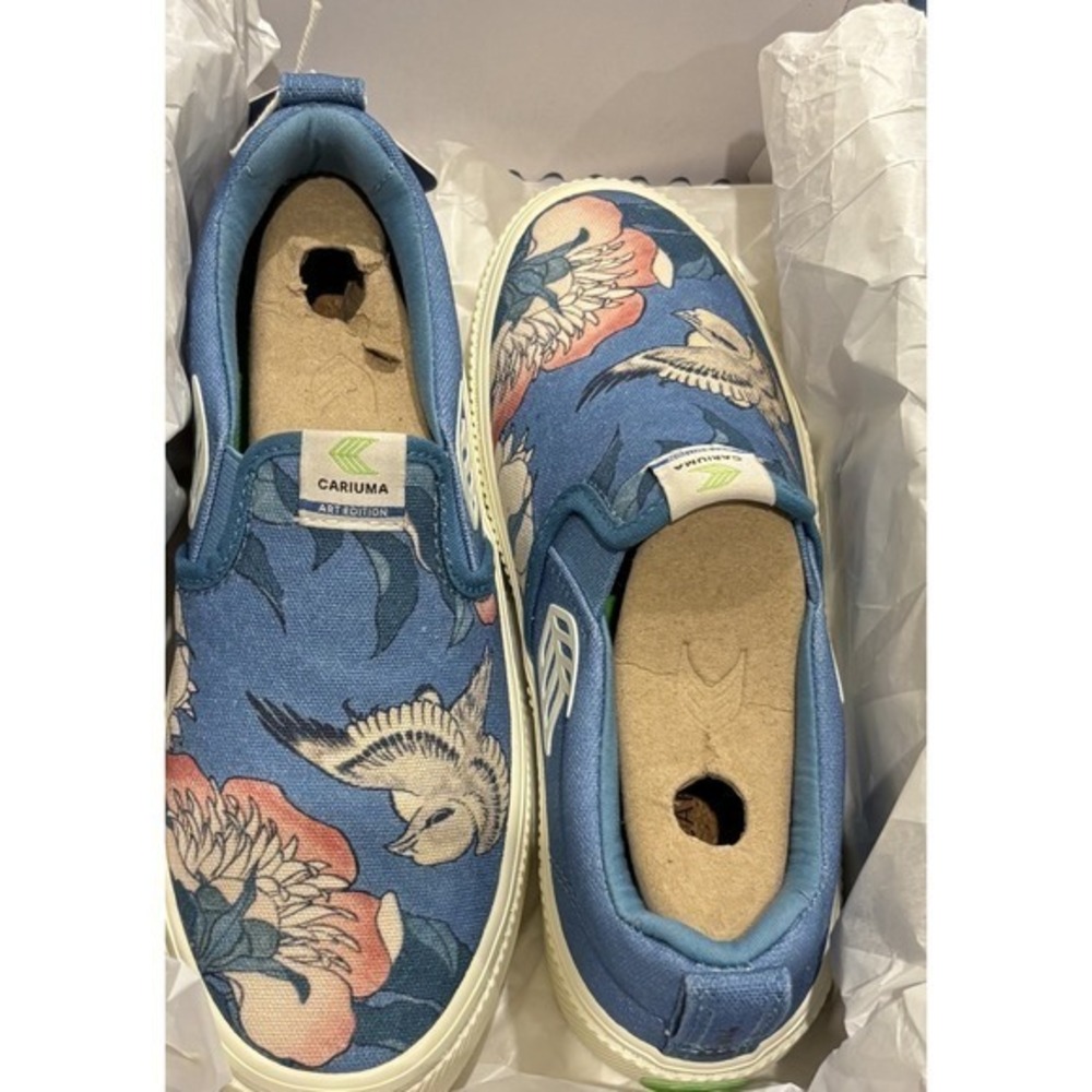 Hokusai SLIP-ON‎ Peonies and Canary Print Canvas Sneaker Women Size 5